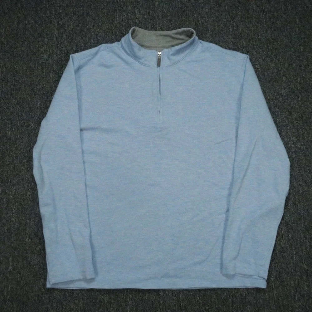 Mizzen Main Sweater Men Medium Blue Quarter Zip Pullover Jumper Long Sleeve